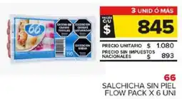 Carrefour Maxi 66 salchicha sin piel flow pack oferta