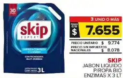 Carrefour Maxi Skip jabon liquido p/ropa bio enzimas oferta