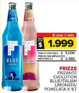Carrefour Maxi Frizze frizante evolution blue/italian limonata/ pomelata oferta