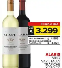 Carrefour Maxi Alaris vino varietales trapiche oferta