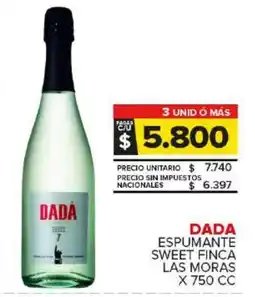 Carrefour Maxi Dada espumante sweet finca las moras oferta