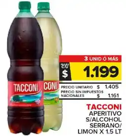 Carrefour Maxi Tacconi aperitivo s/alcohol serrano/ limon oferta