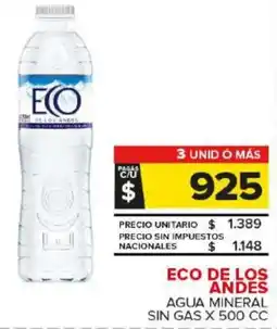 Carrefour Maxi Eco de los andes agua mineral sin gas oferta