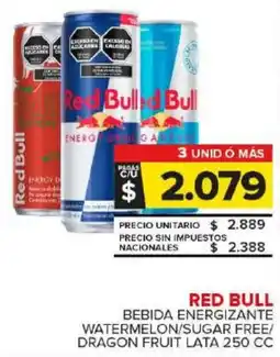 Carrefour Maxi Red bull bebida energizante watermelon/sugar free/ dragon fruit lata oferta