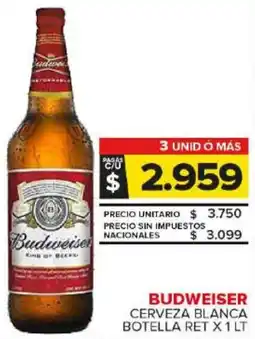 Carrefour Maxi Budweiser cerveza blanca botella ret oferta