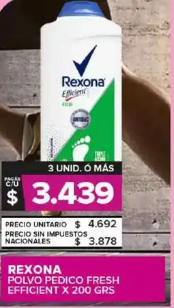 Carrefour Maxi Rexona polvo pedico fresh efficient oferta