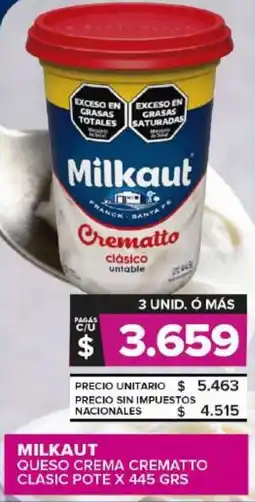 Carrefour Maxi Milkaut queso crema crematto clasic pote oferta