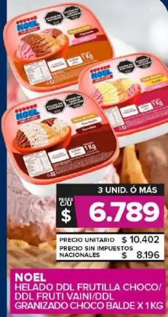 Carrefour Maxi Noel helado ddl frutilla choco/ ddl fruti vaini/ddl granizado choco balde oferta