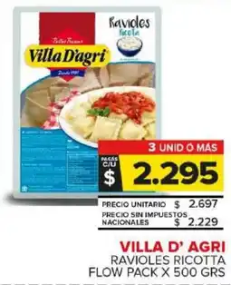 Carrefour Maxi Villa d' agri ravioles ricotta flow pack oferta