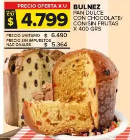 Carrefour Maxi Bulnez pan dulce con chocolate/ con/sin frutas oferta