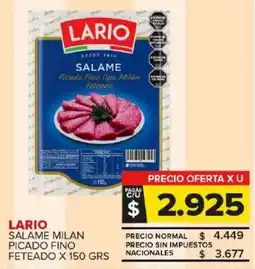 Carrefour Maxi Lario salame milan picado fino feteado oferta
