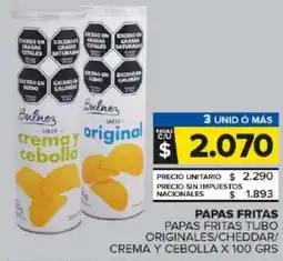 Carrefour Maxi Bulnez papas fritas tubo originales/cheddar/ crema y cebolla oferta