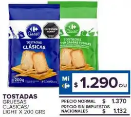 Carrefour Maxi Tostadas gruesas clasicas/ light oferta