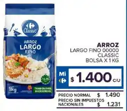 Carrefour Maxi Arroz largo fino 00000 classic bolsa oferta