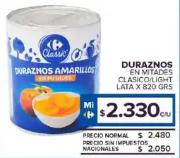 Carrefour Maxi Duraznos en mitades clasico/light lata oferta