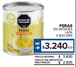 Carrefour Maxi Peras en mitades lata oferta