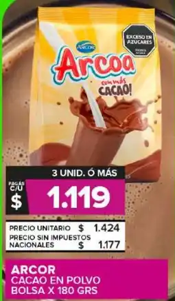 Carrefour Maxi Arcor cacao en polvo bolsa oferta
