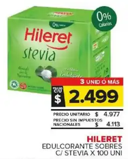 Carrefour Maxi Hileret edulcorante sobres c/ stevia oferta