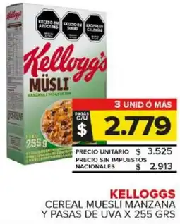 Carrefour Maxi Kellogg's cereal muesli manzana y pasas de uva oferta