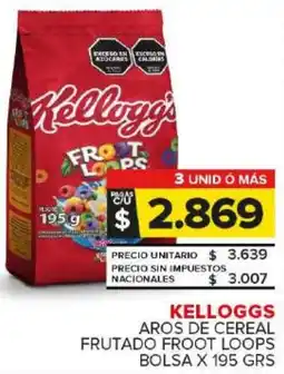 Carrefour Maxi Kellogg's aros de cereal frutado froot loops bolsa oferta