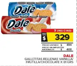 Carrefour Maxi Dale galletitas rellenas vainilla/ frutilla/chocolate oferta
