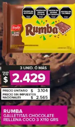 Carrefour Maxi Rumba galletitas chocolate rellena coco oferta