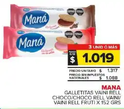Carrefour Maxi Maná galletitas vaini rell choco/choco rell vaini/i vaini rell fruti oferta