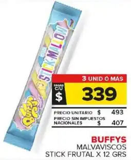 Carrefour Maxi Buffys malvaviscos stick frutal oferta