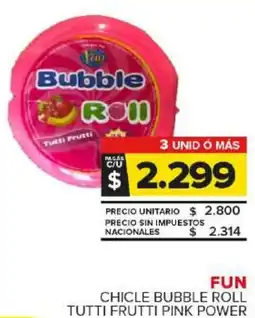 Carrefour Maxi Fun chicle bubble roll tutti frutti pink power oferta
