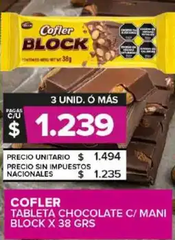 Carrefour Maxi Cofler tableta chocolate c/ mani block oferta