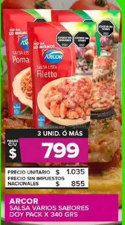 Carrefour Maxi Arcor salsa varios sabores doy pack oferta