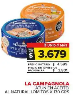 Carrefour Maxi La campagnola atun en aceite/ al natural lomitos oferta