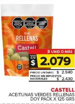 Carrefour Maxi Castell aceitunas verdes rellenas doy pack oferta