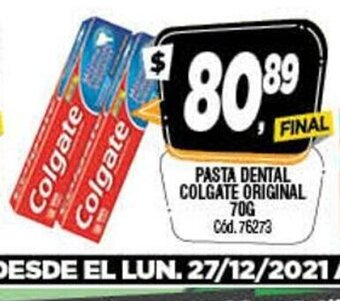 Supermercados Yaguar Pasta Dental Colgate Original 70g oferta