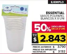 Carrefour Maxi Essential vasos polipapel blancos oferta