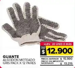 Carrefour Maxi Guante algodon moteado gris pack oferta