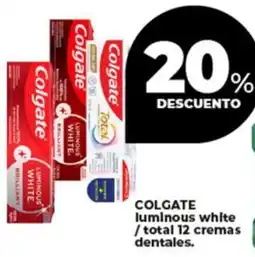 Supermayorista Vital Colgate luminous white / total 12 cremas dentales oferta