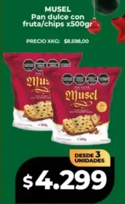 Supermayorista Vital Musel pan dulce con fruta/chips oferta