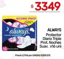 Nini Mayorista Always protector diario triple prot. noches suav. oferta