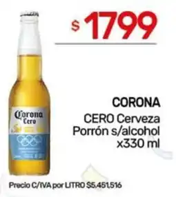 Nini Mayorista Corona cero cerveza porrón s/alcohol oferta