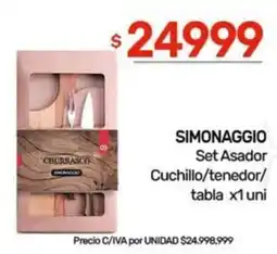Nini Mayorista Simonaggio set asador cuchillo/tenedor/ tabla oferta