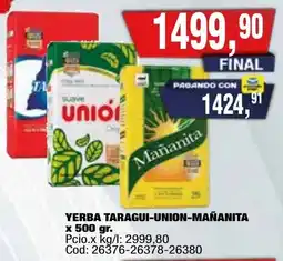 Maxiconsumo Yerba taragui-union-mañanita oferta