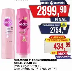 Maxiconsumo Sedal shampoo y adoncicionador oferta