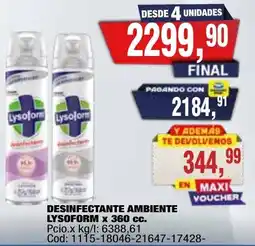 Maxiconsumo Lysoform desinfectante ambiente oferta