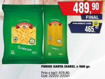 Maxiconsumo Santa isabel fideos oferta