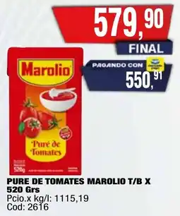 Maxiconsumo Marolio pure de tomates t/b oferta