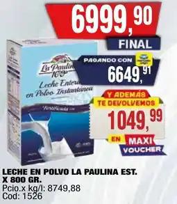 Maxiconsumo La paulina leche en polvo est. oferta
