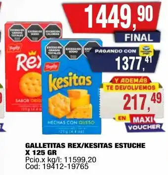 Maxiconsumo Rex/kesitas galletitas estuche oferta