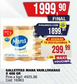 Maxiconsumo Maná galletitas vain.livianas oferta