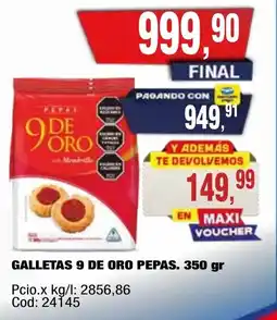 Maxiconsumo 9 de oro galletas pepas. oferta